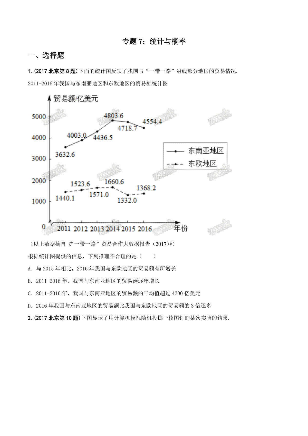 专题07 统计与概率-2017年中考数学试题分项版解析汇编（原卷版）