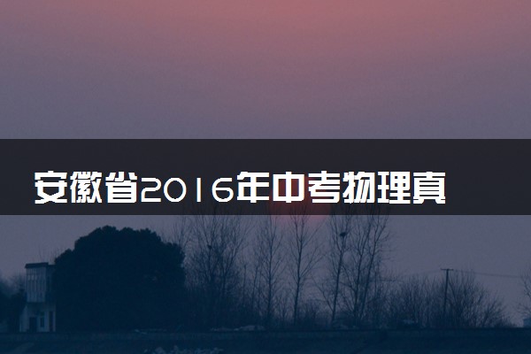 安徽省2016年中考物理真题试题（含解析）