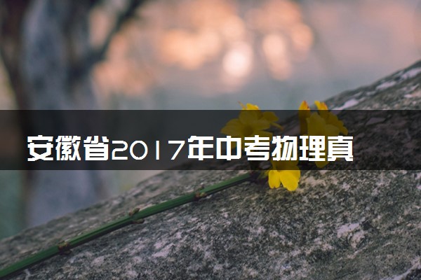 安徽省2017年中考物理真题试题（含答案）