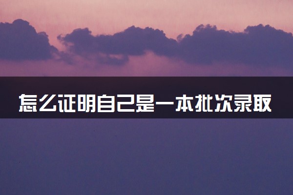 怎么证明自己是一本批次录取 2024有几个录取批次