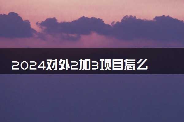 2024对外2加3项目怎么样 是否正规